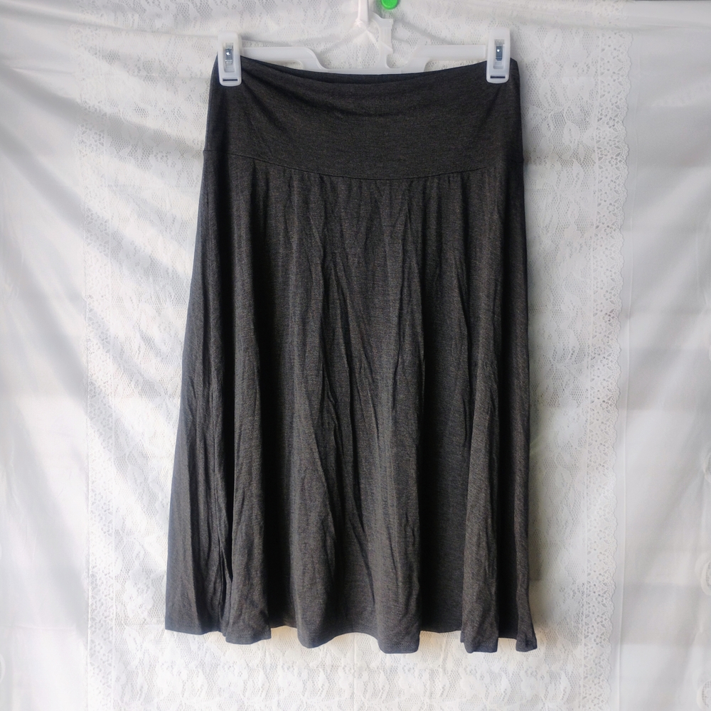 Eimin Rayon Charcoal A-Line Skirt Sz XL Iso
